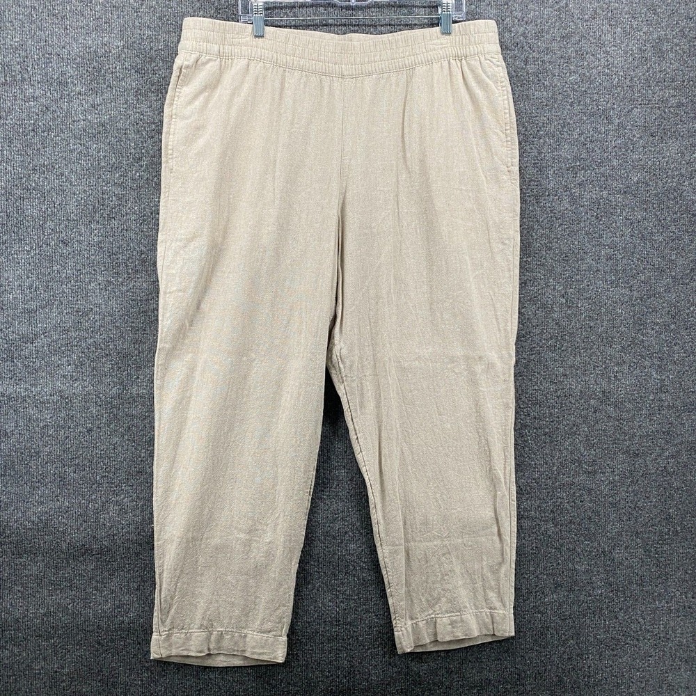 Old Navy Linen Pants‎ Womens XL Beige High Rise Straight Hippie Boho Lagenlook